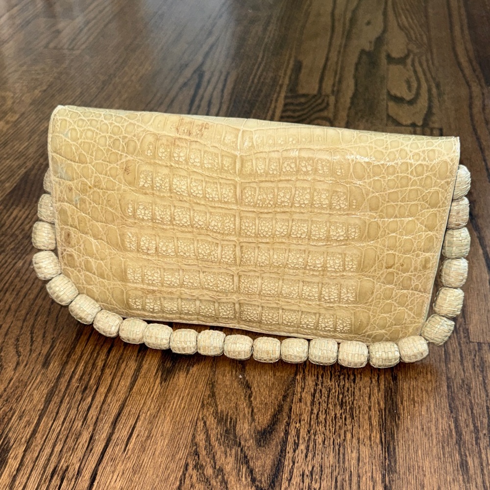 Stunning Vintage Nancy Gonzalez Genuine Crocodile Beige Bag w Removable Strap